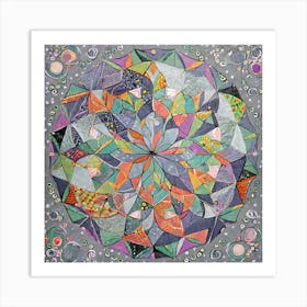 Firefly Beautiful Modern Intricate Floral Yin And Yang Mosaic Mandala Pattern In Gray, And Vibrant T (4) Art Print