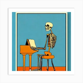 Skeleton Piano Art Print