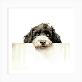 Dog Peeking Over A Wall 7 Art Print