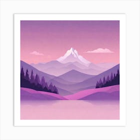 Misty mountains background in purple tone 98 Art Print