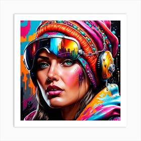 Sexy Girl With Headphones Art Print