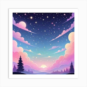 Sky With Twinkling Stars In Pastel Colors Square Composition 143 Art Print