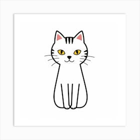 White Cat With Yellow Eyes Art Print