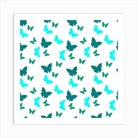 Butterflies On A White Background Art Print