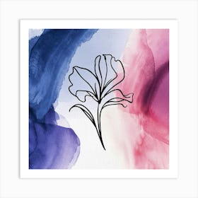 Watercolor Line Art Flower Art Print