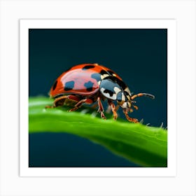 Ladybug On A Leaf 1 Art Print