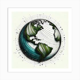 Earth - Abstract Line Art Illustration 159 Art Print