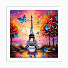 Paris With Butterflies 149 Art Print