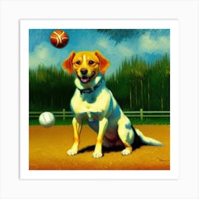 Dog With Ball 1 Art Print