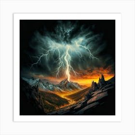 Impressive Lightning Strikes In A Strong Storm 15 Art Print