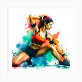 Fitness Girl In Sportswear Art Print