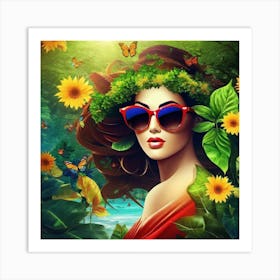 Beautiful Woman In The Forest 1 Art Print