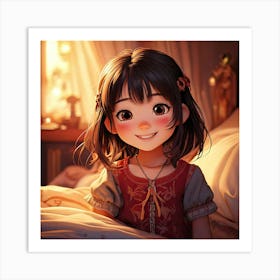 Firefly Chibi Girl Smiling In A Cozy Bedroom 73580 (3) Art Print