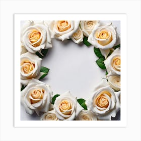 White Roses Wreath 1 Art Print