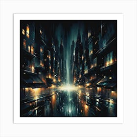 Cityscape At Night 15 Art Print