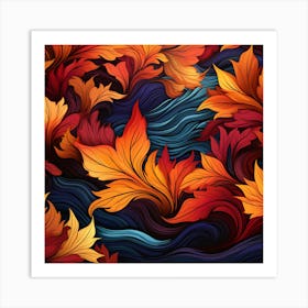 Autumn Leaves In The Water Art Print