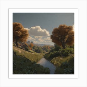 Village In Autumn 19 Art Print