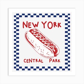 New York Hot Dog | Red, White and Blue, Kitchen Wall Art 1 Art Print