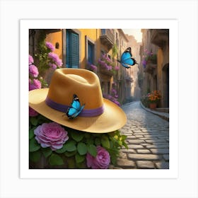 Hat And Roses Art Print