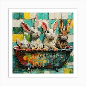 Rabbits In A Tub 2 Art Print