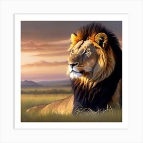 Lion In The Grass 6 Art Print