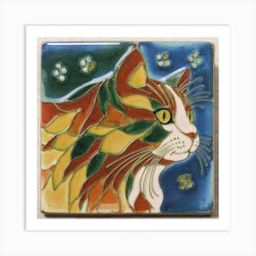 Cat With Flowers 2 Art Print