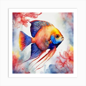 Angel Fish Watercolor Painting Art Print