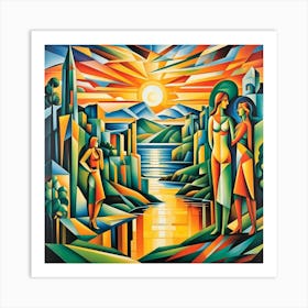 The Southern Lights Australia Cubism Art Art Print