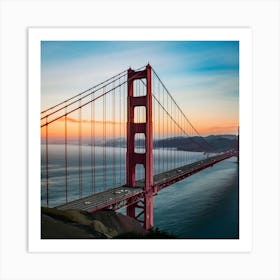 Golden Gate Bridge At Sunset Art Print