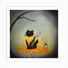 Midnight Bumble Cat Art Print