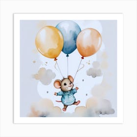 Mouse With Balloons 5 Art Print