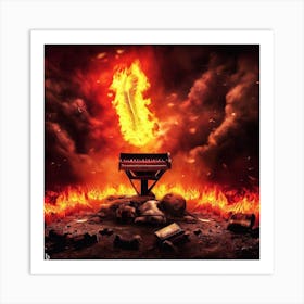 Piano On Fire Art Print