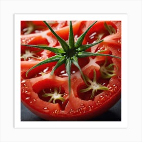 Tomato On A Black Surface Art Print