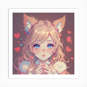 Cute Girl With Fur Coat(1) Art Print