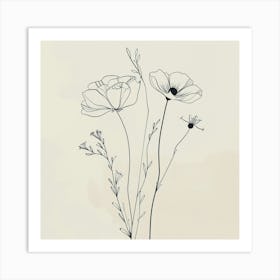 Line Art Of Flowers 1 Art Print