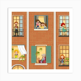 Family Living In A House Art Print