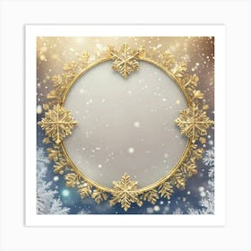 Create A Slim Metallic Snow White Winter Round Bor (3) Art Print