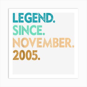 17 Years Old Gifts Legend Since November 2005 17th Birthday Art Print