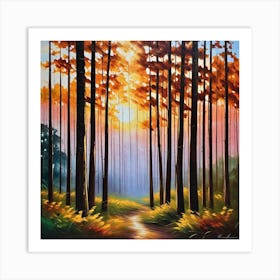 Sunset In The Woods 18 Art Print