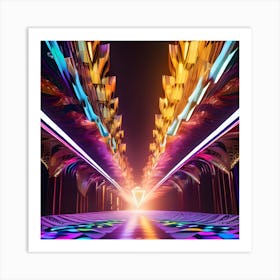 Tunnel With Lights Art Print