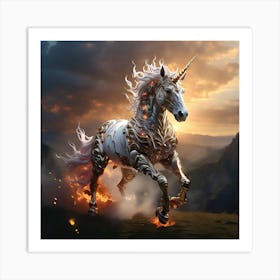 Unicorn On Fire Art Print