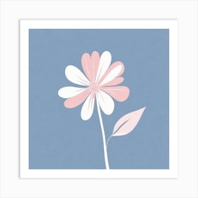 A White And Pink Flower In Minimalist Style Square Composition 71 Art Print