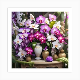 Orchids In A Vase 3 Art Print