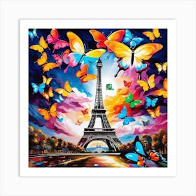 Paris With Butterflies 129 Art Print