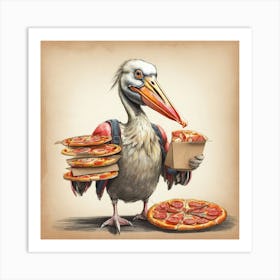 Pelican Pizza 4 Art Print