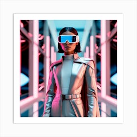 Futuristic Woman In Futuristic Suit Art Print