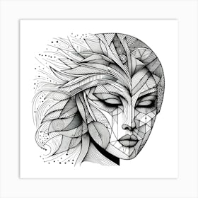 Abstract Woman Head Art Print