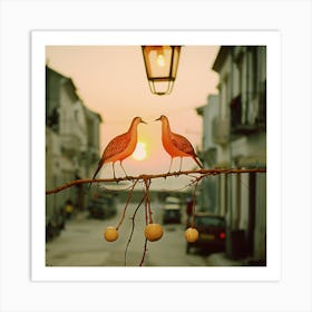 Two Birds With Lantern (II) Art Print