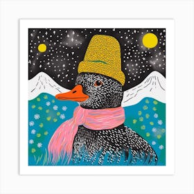 Duck In A Hat Colourful Geometric 3 Art Print