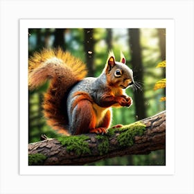 Squirrel In The Forest 415 Art Print